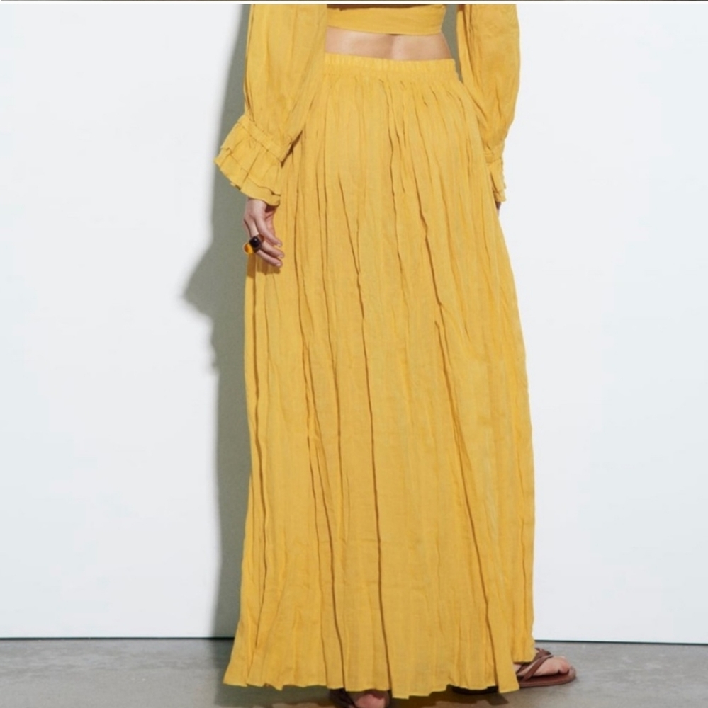 ZARA MAXI BOHO SKIRT YELLOW SIZE XS - Picture 10 of 15